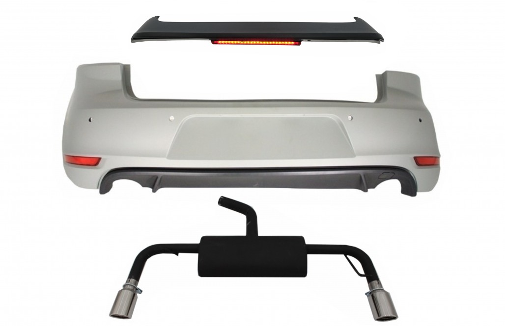 Hátsó lökhárító tetőspoiler LED féklámpával, VW Golf 6 VI (2008-2012) és kipufogórendszer GTI Design számára