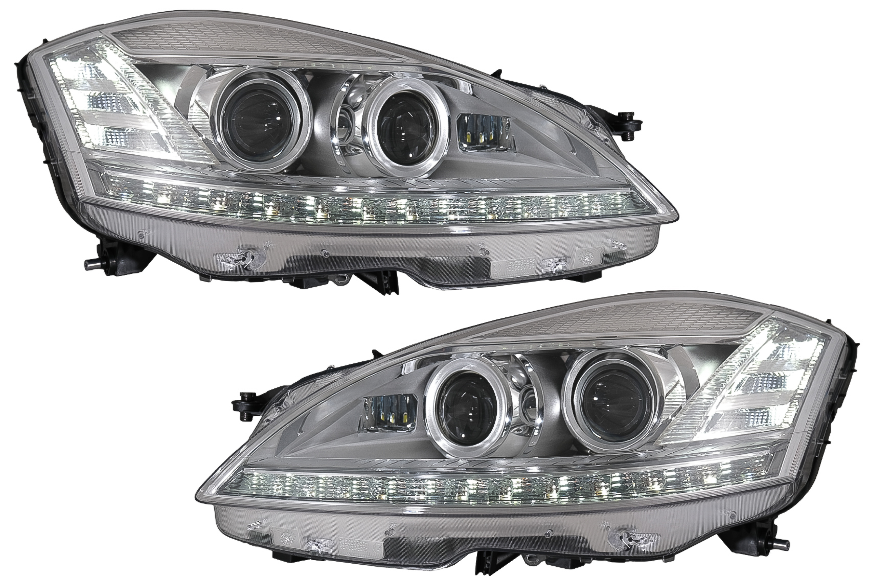 LED-es fényszórók alkalmas Mercedes S-osztály W221 (2005-2009) Facelift megjelenéshez szekvenciális dinamikus kanyarodó lámpákkal