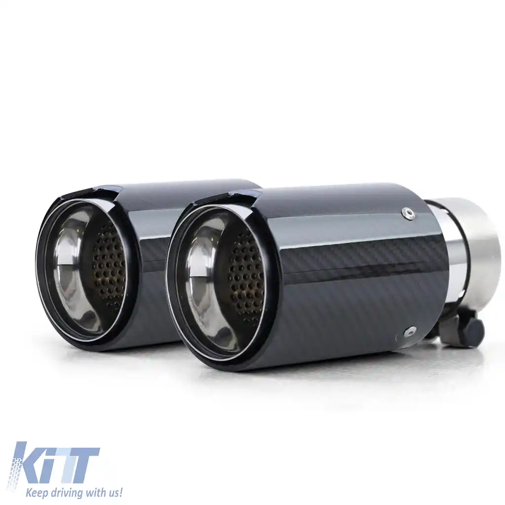 2x 90mm țeavă de eșapament din carbon cu absorber, potrivită pentru BMW Seria 1 E81 E82 E87 E88 2004-13-image-6278545