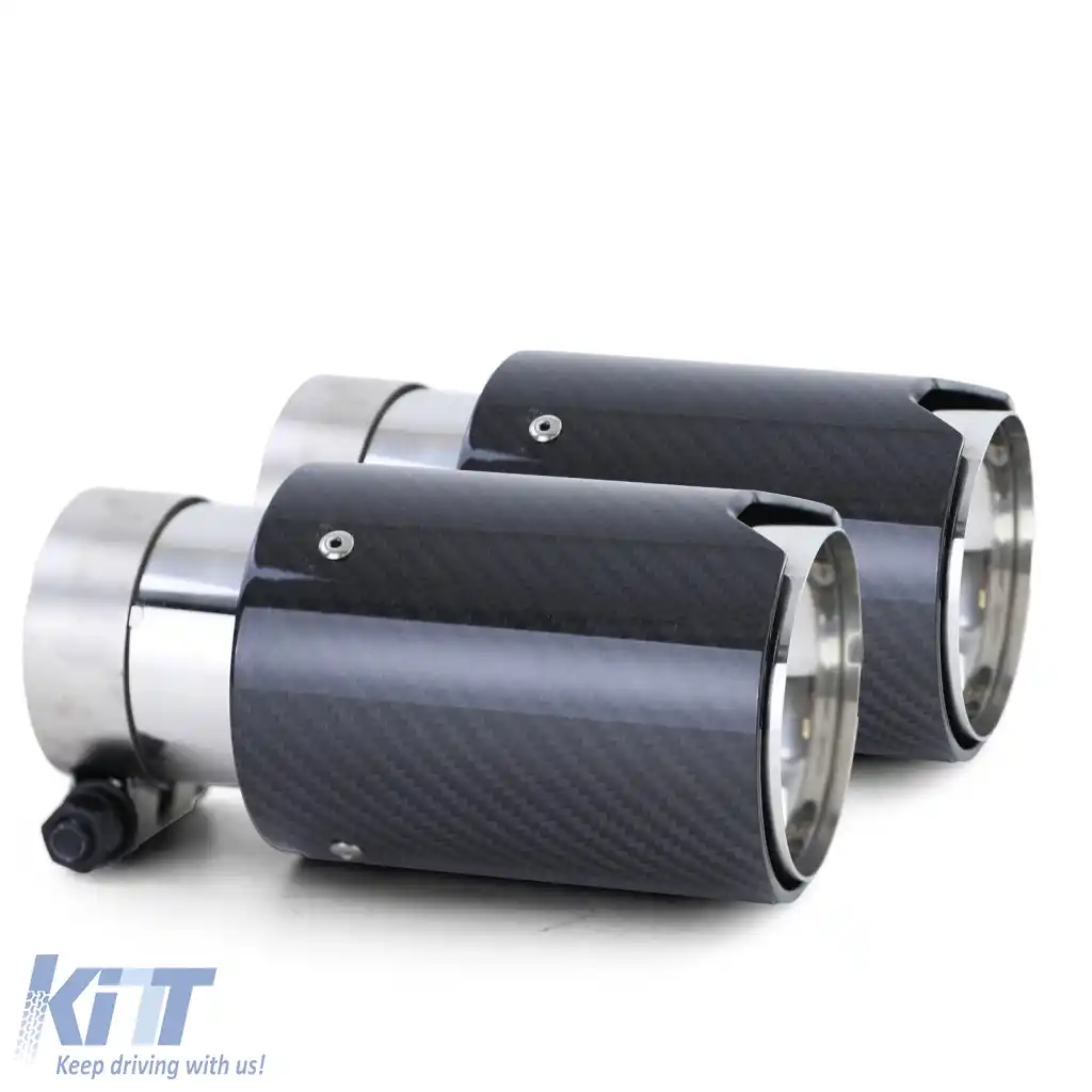 2x 90mm țeavă de eșapament din carbon cu absorber, potrivită pentru BMW Seria 1 E81 E82 E87 E88 2004-13-image-6278546