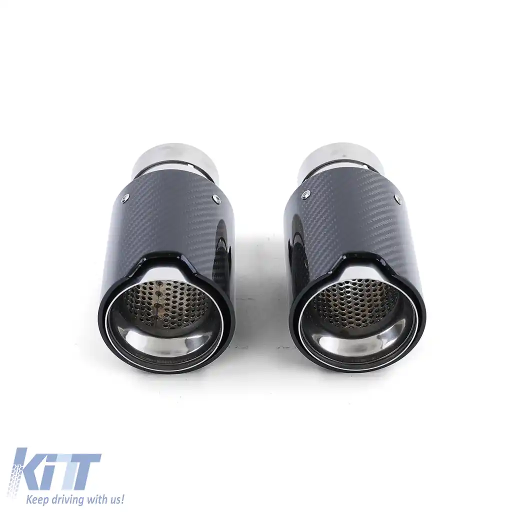 2x 90mm țeavă de eșapament din carbon real cu absorber universal pentru montare prin înșurubare-image-6196496