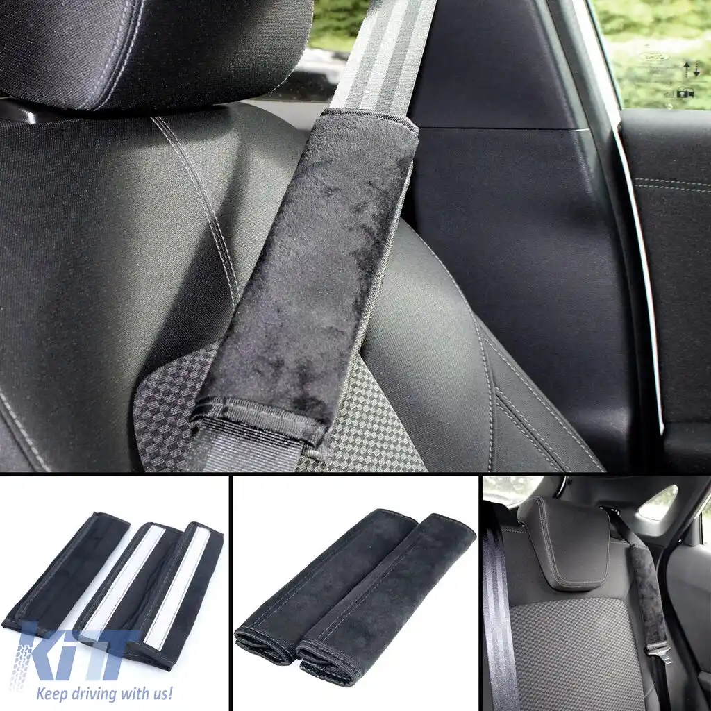 image-46-2x Pernele pentru Centura de Siguranță, Pernă de Protecție pentru Centură, Negru cu Cusături Gri