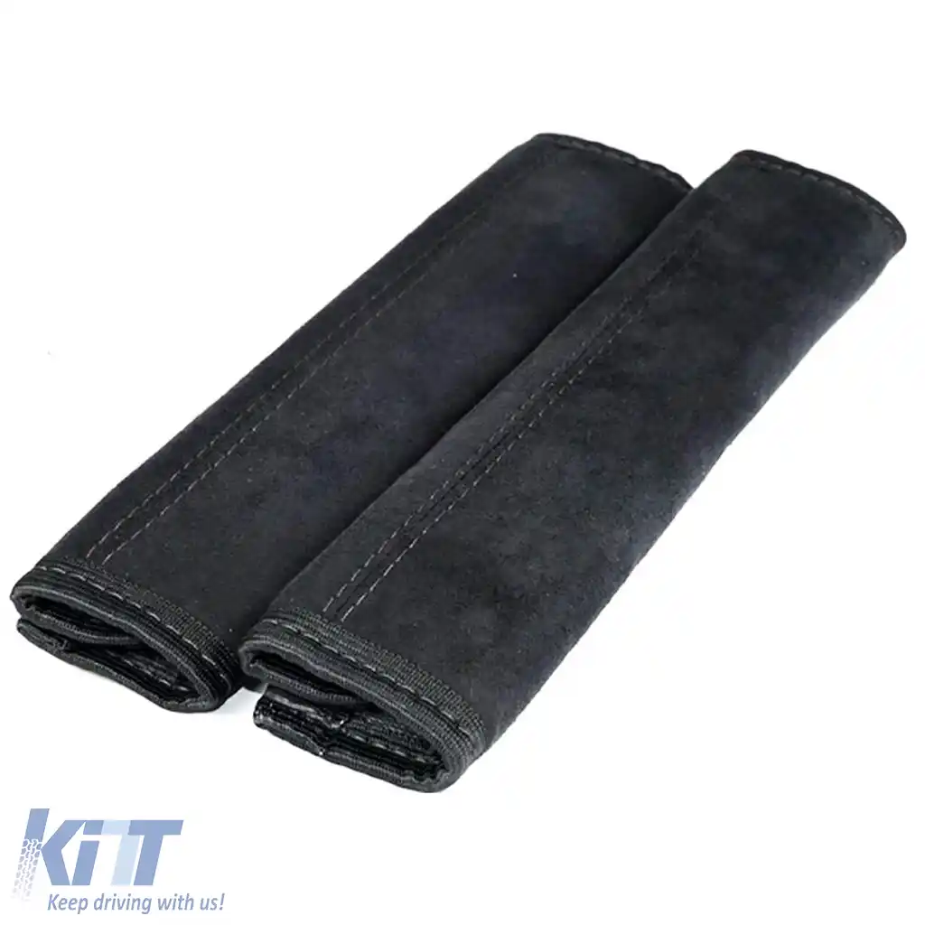 2x Pernele pentru Centura de Siguranță, Pernă de Protecție pentru Centură, Negru cu Cusături Gri-image-6203966