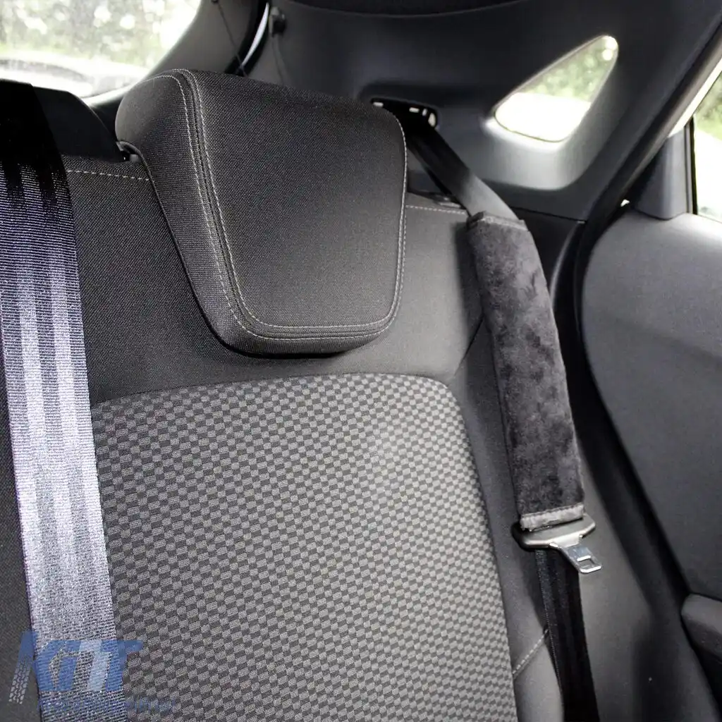 2x Pernele pentru Centura de Siguranță, Pernă de Protecție pentru Centură, Negru cu Cusături Gri-image-6203968