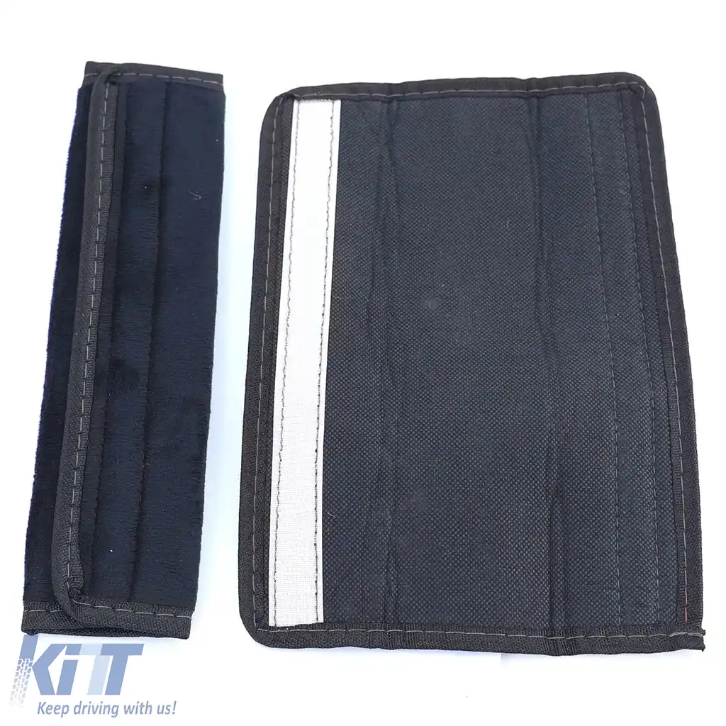 2x Pernele pentru Centura de Siguranță, Pernă de Protecție pentru Centură, Negru cu Cusături Gri-image-6203970