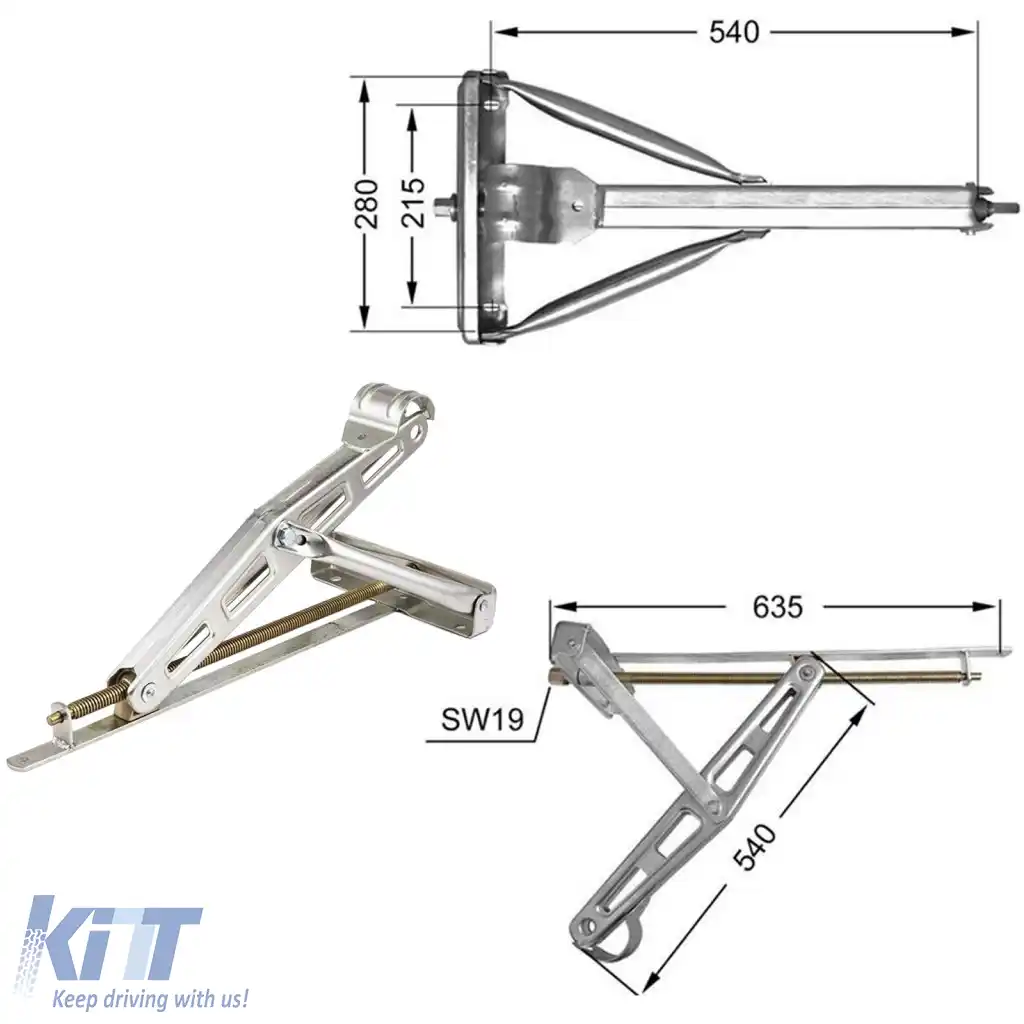 2x Picior de suport pentru caravană cu braț de sprijin, suport pentru remorcă, manivelă de suport de până la 580mm-image-6261348