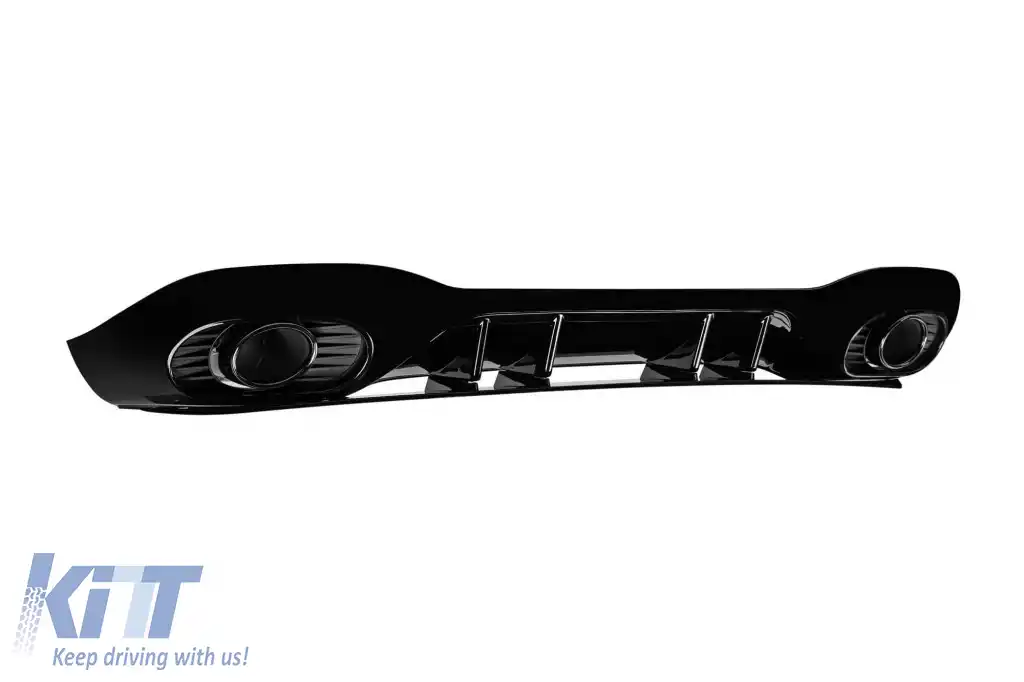 A35 type diffuser with black tips suitable for rear A Design bumper on Mercedes A-Class W177 hatchback, black lacquer, -oo--oo--image-6261152