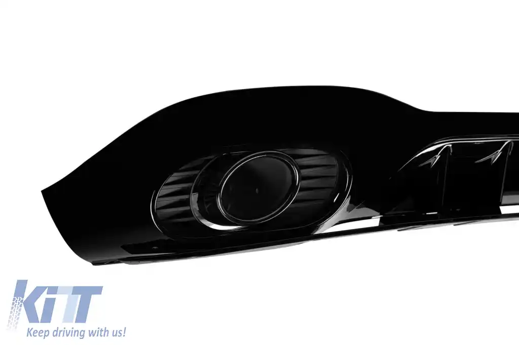 A35 type diffuser with black tips suitable for rear A Design bumper on Mercedes A-Class W177 hatchback, black lacquer, -oo--oo--image-6261154