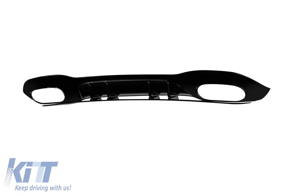 A35 type diffuser with black tips suitable for rear A Design bumper on Mercedes A-Class W177 hatchback, black lacquer, -oo--oo--image-6261157