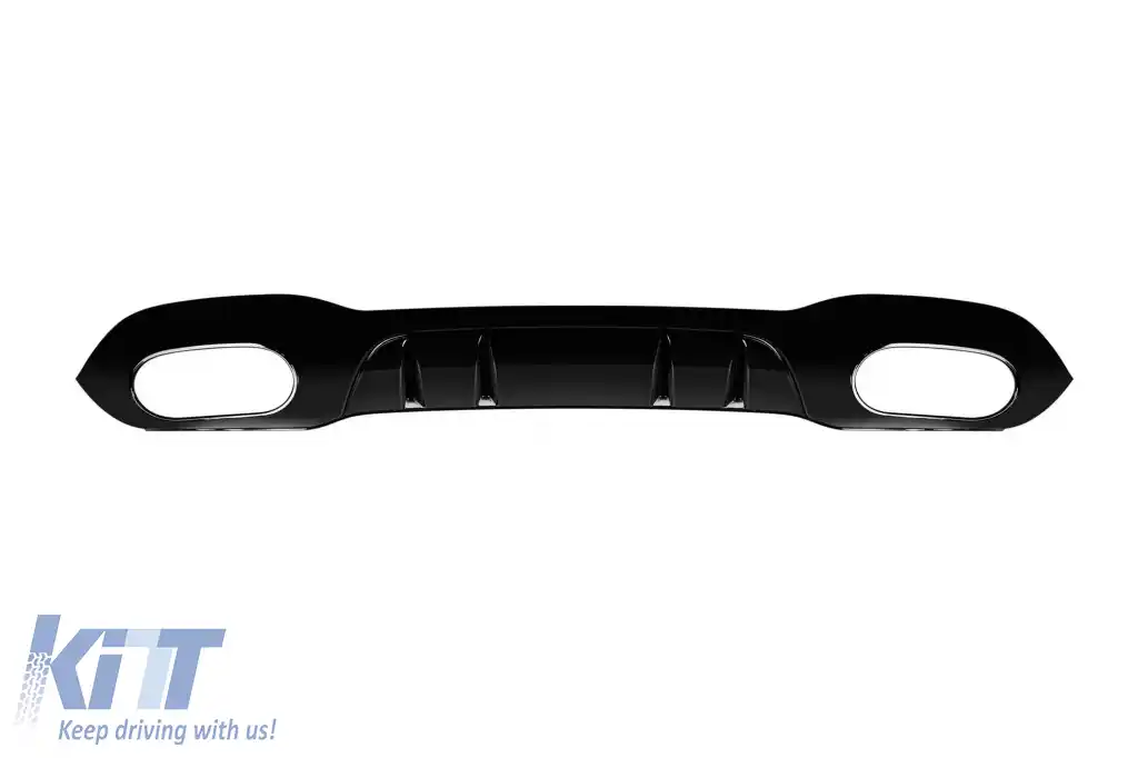 A35 type diffuser with black tips suitable for rear A Design bumper on Mercedes A-Class W177 hatchback, black lacquer, -oo--oo--image-6261158