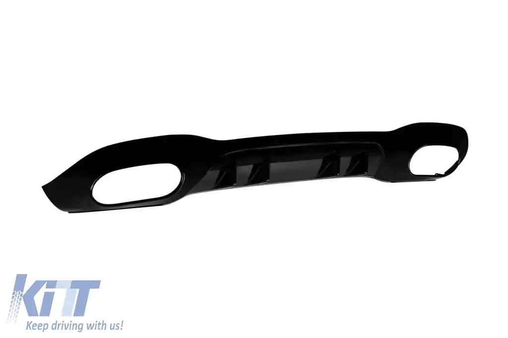 A35 type diffuser with black tips suitable for rear A Design bumper on Mercedes A-Class W177 hatchback, black lacquer, -oo--oo--image-6261159