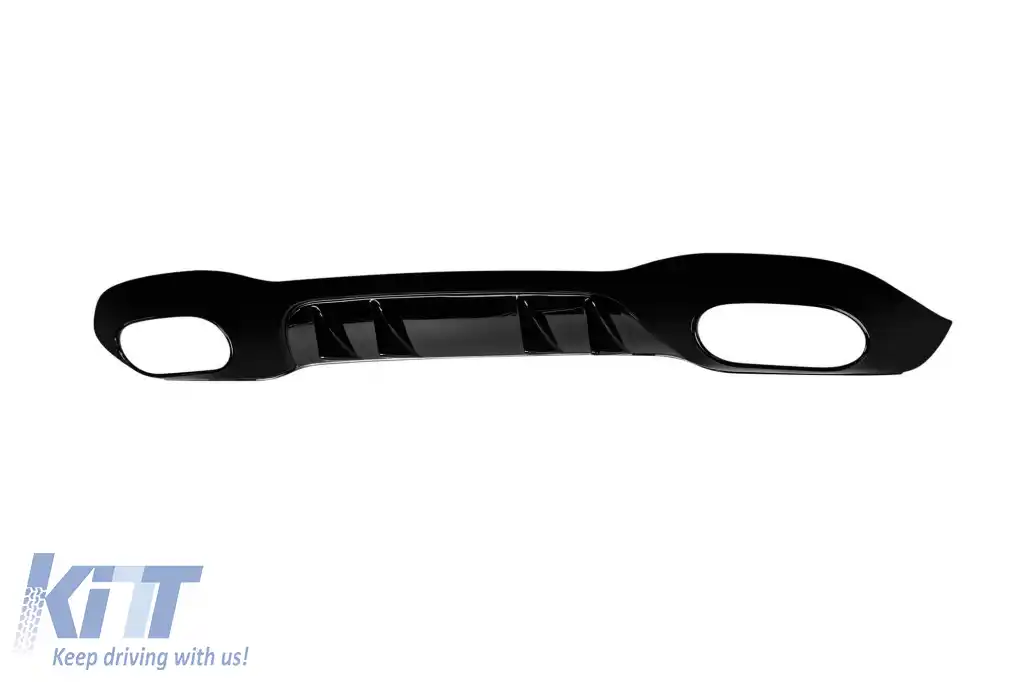 A35 type diffuser with black tips suitable for rear A Design bumper on Mercedes A-Class W177 hatchback, black lacquer, -oo--oo--image-6261160