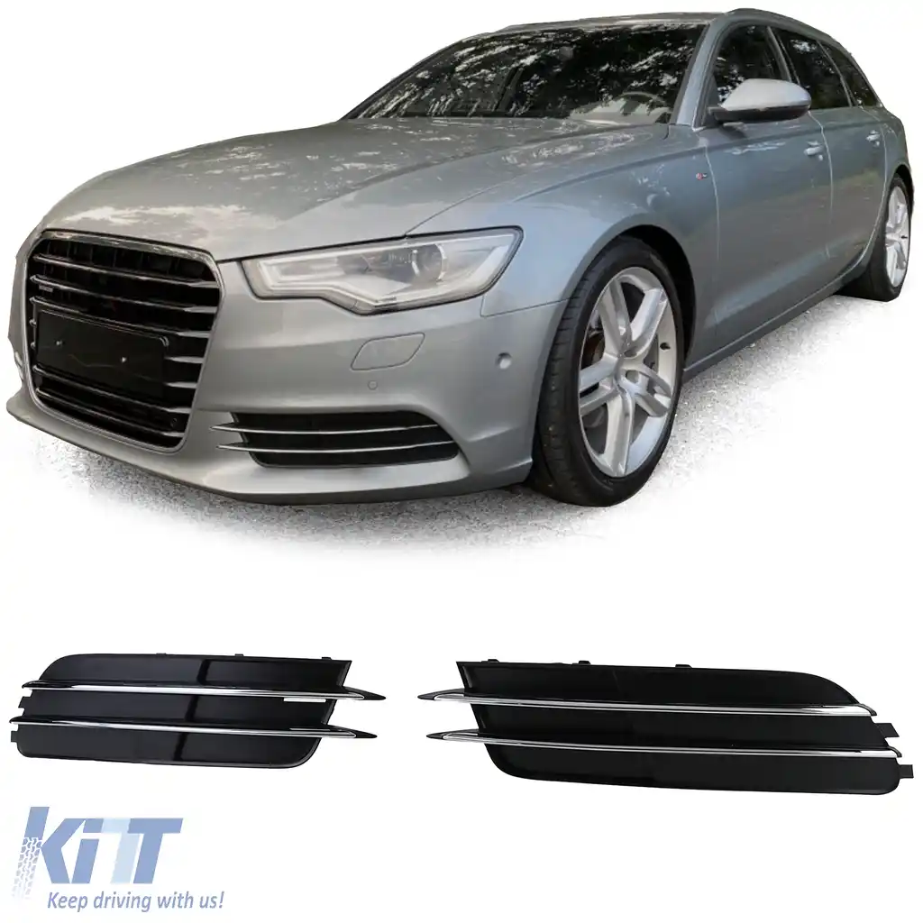 Accesorii cromate pentru grila si bara fata pentru Audi A6 C7 4G 10-14 fara S-Line