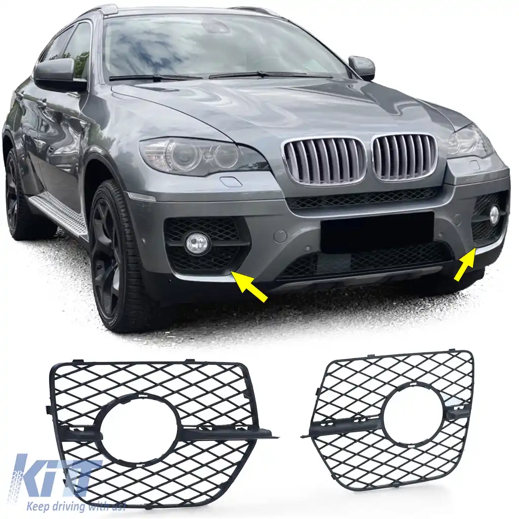 Accesorii pentru grila de bara fata cu lumini de ceata, potrivite pentru BMW X6 E71 06-14