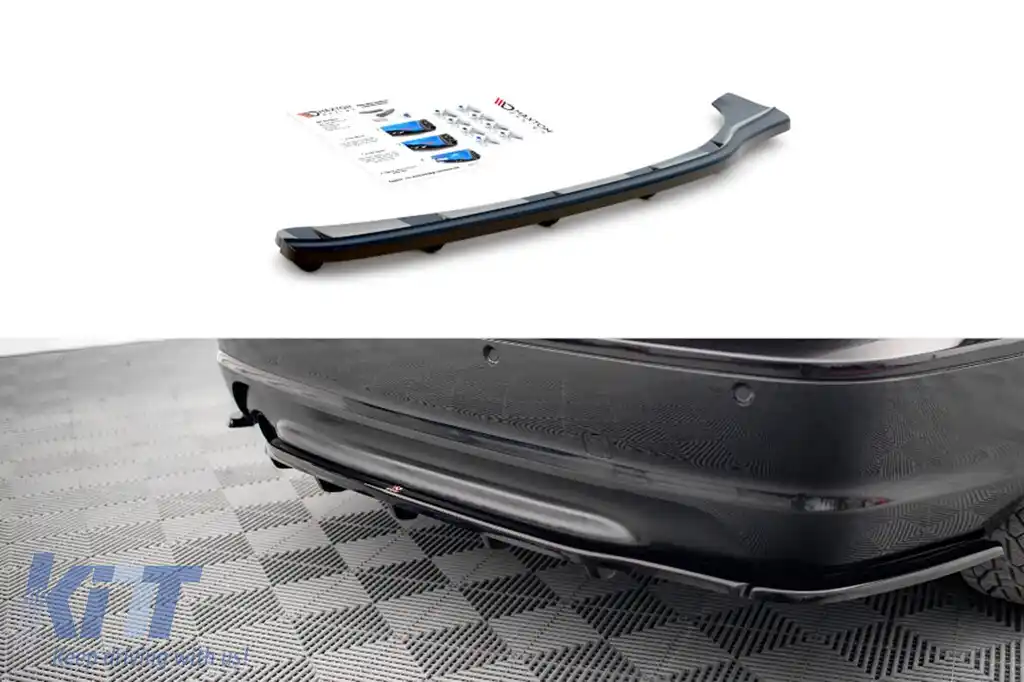 Aditiv Maxton Design pentru difuzor cu aripioare verticale, potrivit pentru bara de protecție M Technik din spate la BMW Seria 3 E46 Coupe 1999-2003, lac negru
