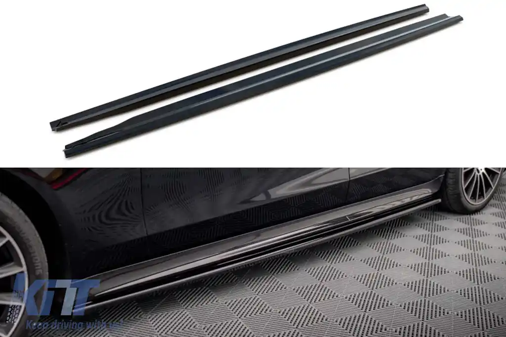 Aditive Maxton Design pentru praguri potrivite pentru Mercedes S-Class A Design-Line W223 după 2020, lac negru