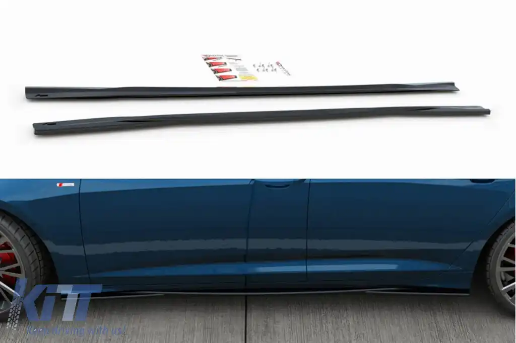 Aditive Maxton Design tip S6, S-Line potrivite pentru Audi A6 C8 sedan, Avant după 2019, lac negru