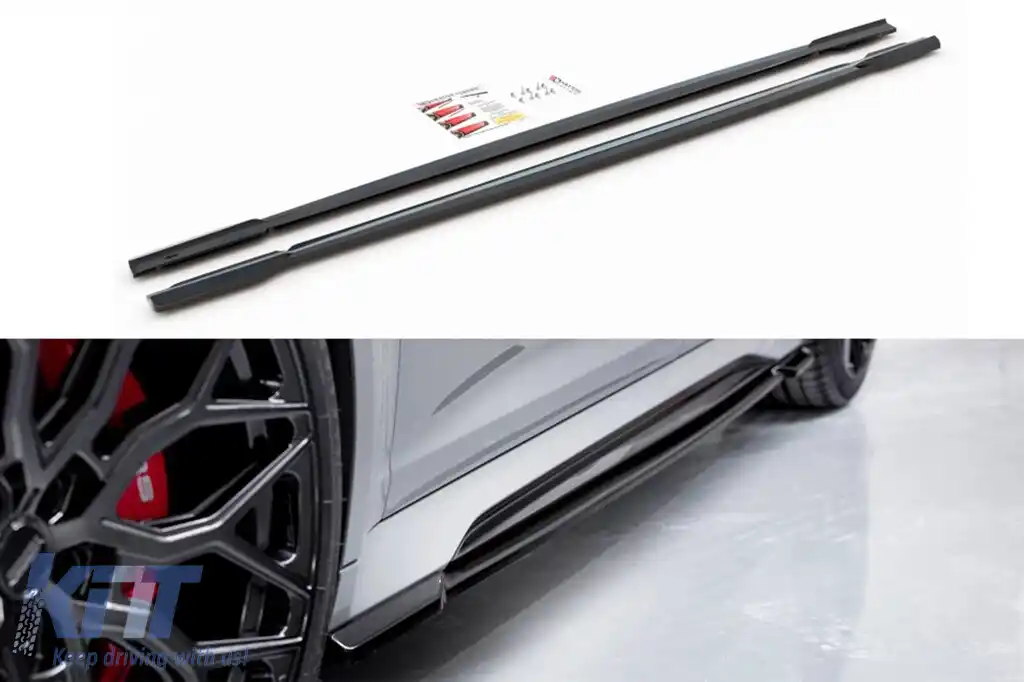 Aditive Maxton Design versiunea 1 tip RS6 potrivite pentru praguri Audi A6 C8 după 2019, lac negru