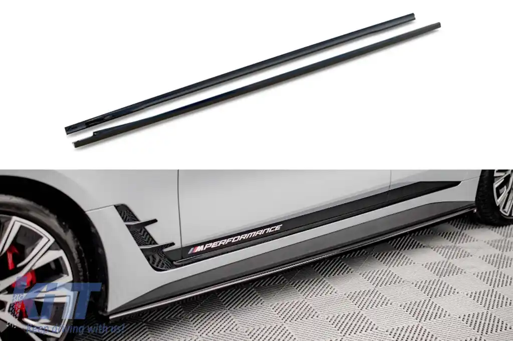 Aditive Maxton Design versiunea 2 pentru praguri BMW i4 G26 cu pachet M după 2021, lac negru