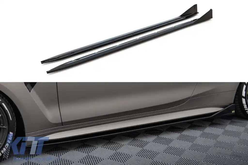 Aditive Maxton Design versiunea 3 potrivite pentru praguri laterale tip CSL pentru BMW M4 G82 după 2021, lac negru