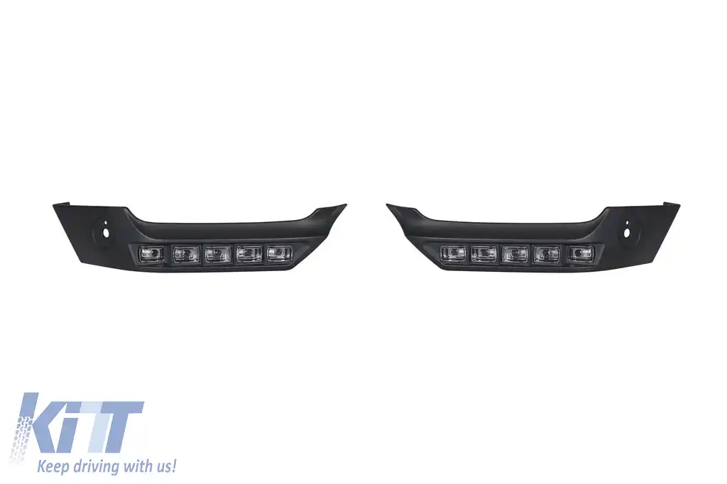Aditive pentru spoiler tip BRABUS 4x4 cu lumini DRL potrivite pentru bara de protecție frontală A Design Mercedes G-Class W463 1989-2018, necolorat