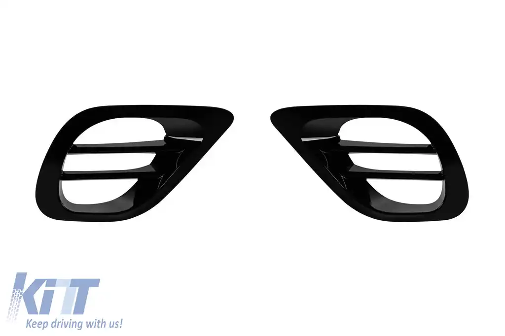 Adăugiri Aero pentru grilele laterale potrivite pentru bara de protecție frontală A Design-Line a Mercedes E-Class W213, S213 2019-2022, lac negru