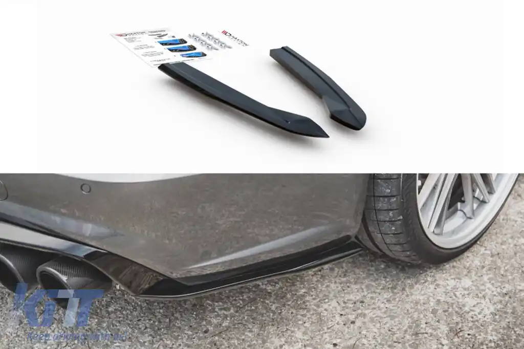 Adăugiri laterale Maxton Design din fibră de sticlă potrivite pentru bara de protecție din spate S6, S-Line pe Audi A6 C7 sedan, Avant 2014-2017, nefinisate