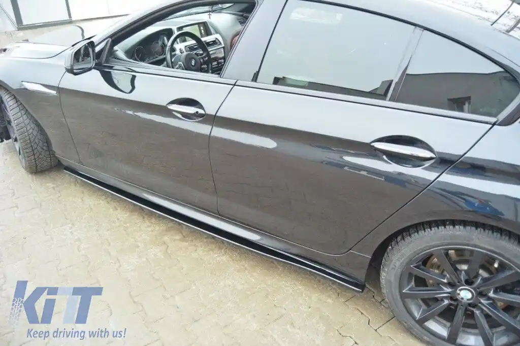 Adăugiri Maxton Design pentru praguri M Technik potrivite pentru BMW Seria 6 Gran Coupe F06 după 2013, lac negru