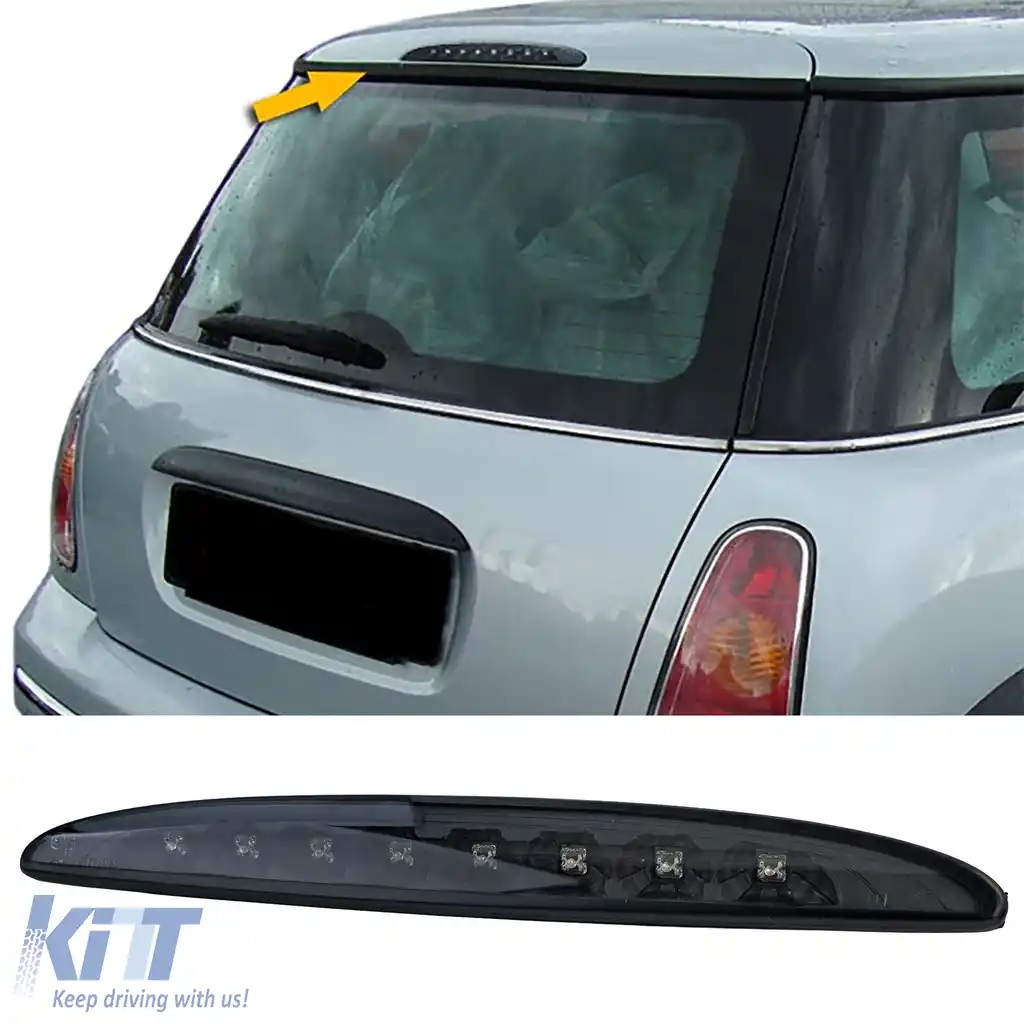 Al treilea stop de frână LED cu sticlă clară neagră, potrivit pentru Mini One Cooper S R50 R53 2001-2006