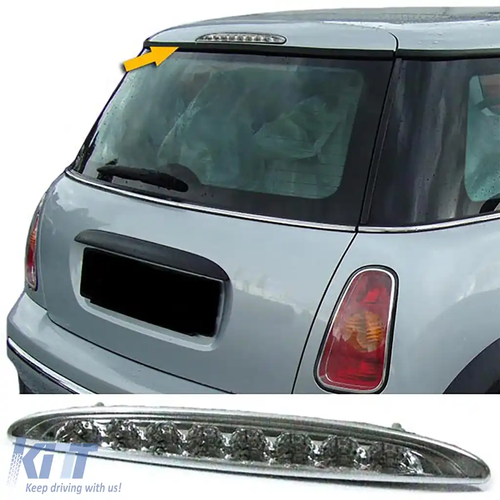 Al treilea stop de frână LED cu sticlă clară și crom pentru Mini One Cooper S R50 R53 2001-2006