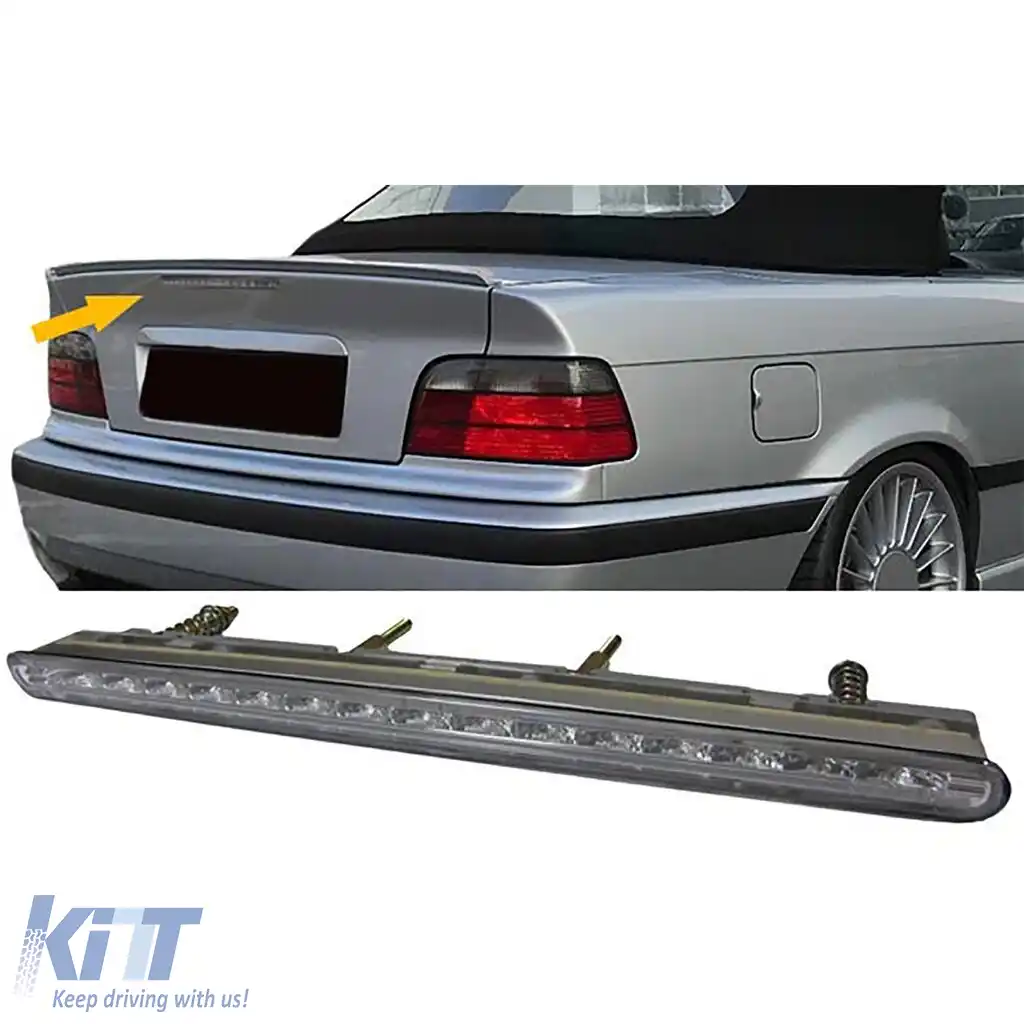 Al treilea stop LED cu sticlă clară și crom se potrivește pentru BMW Seria 3 E36 Cabriolet 1996-1999