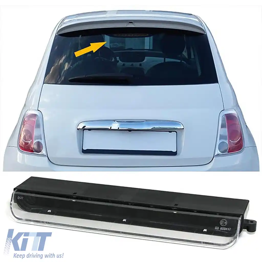 Al treilea stop LED cu sticlă clară neagră, potrivit pentru Fiat 500 2007-2024