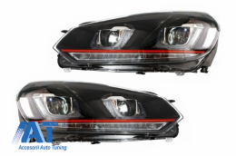 Ansamblu Bara Fata compatibil cu VW Golf VI 6 (2008-2013) cu Faruri LED Golf 7 U Design Semnal Dinamic GTI Look RHD-image-6042244