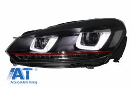 Ansamblu Bara Fata compatibil cu VW Golf VI 6 (2008-2013) cu Faruri LED Golf 7 U Design Semnal Dinamic GTI Look RHD-image-6042249