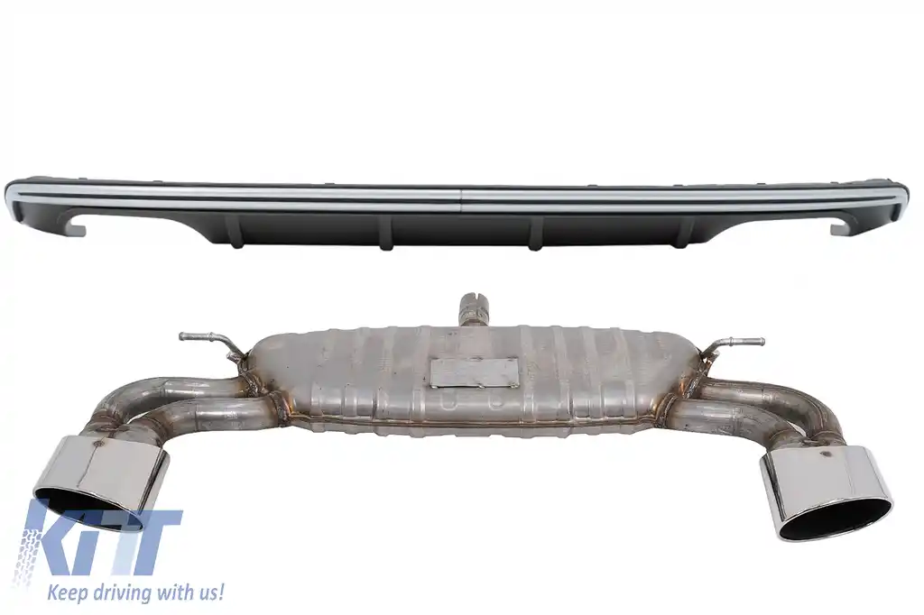 Ansamblu Difuzor Bara Spate compatibil cu Audi A3 8V Sportback (2012-2015) S3 Design cu Sistem de evacuare S3 Design
