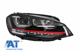 Ansamblu Faruri 3D Semnal Dinamic LED cu Grila compatibil cu VW Golf 7 VII (2012-2017) R20 GTI Design Rosu-image-6048402