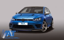 Ansamblu Faruri 3D Semnal LED + Grila compatibil cu VW Golf 7 VII (2012-2017) GTE Design Albastru-image-5990766