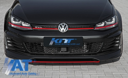 Ansamblu Faruri 3D Semnal LED + Grila compatibil cu VW Golf 7 VII (2012-2017) R20 GTI Design Rosu-image-5990744