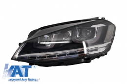 Ansamblu Faruri 3D Semnal LED + Grila compatibil cu VW Golf 7 VII (2012-2017) R Design Argintiu-image-5993579