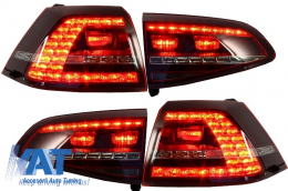 Ansamblu Faruri 3D Semnal LED Stopuri si Grila compatibil cu VW Golf 7 VII (2012-2017) R20 GTI Design Rosu-image-6000238