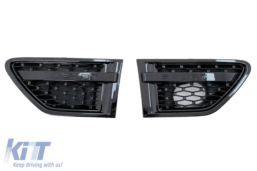 Ansamblu Grila Centrala si Grile Laterale compatibil cu Land Range Rover Sport L320 Facelift (2009-2013) Autobiography Look Negru Lucios-image-6087839