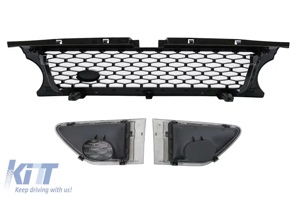 Ansamblu Grila Centrala si Grile Laterale compatibil cu Land Range Rover Sport L320 Facelift (2009-2013) Autobiography Look Negru Lucios-image-6087841