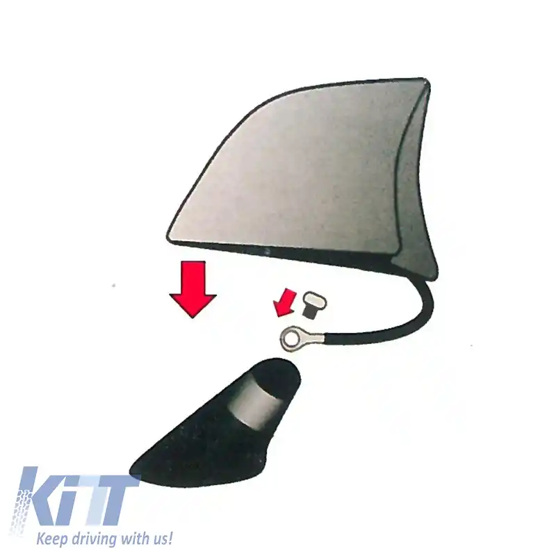 Antena de acoperiș auto potrivită pentru Golf Tip Carbon Shark cu cablu de conexiune și funcționare normală de 17cm-image-6306383