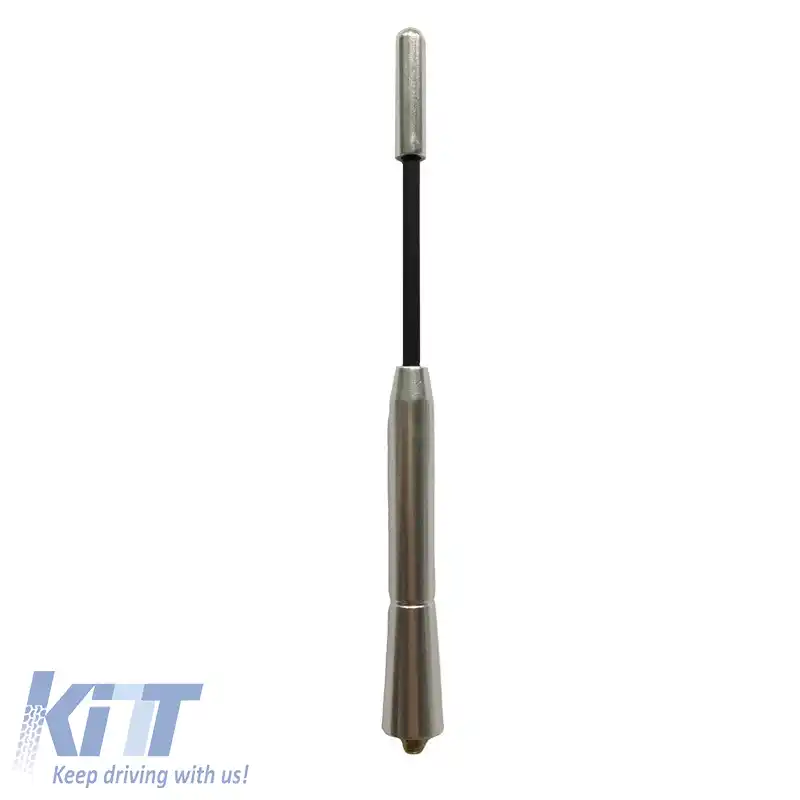 Antena de acoperiș auto universală din aluminiu mare de 16 cm, argintie, curbată, cu adaptoare-image-6301148