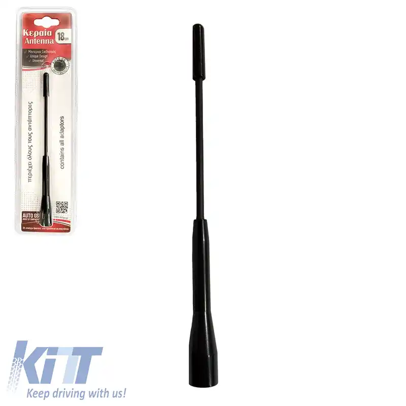 Antena de acoperiș auto universală mare de 18cm neagră cu adaptoare-image-6301157