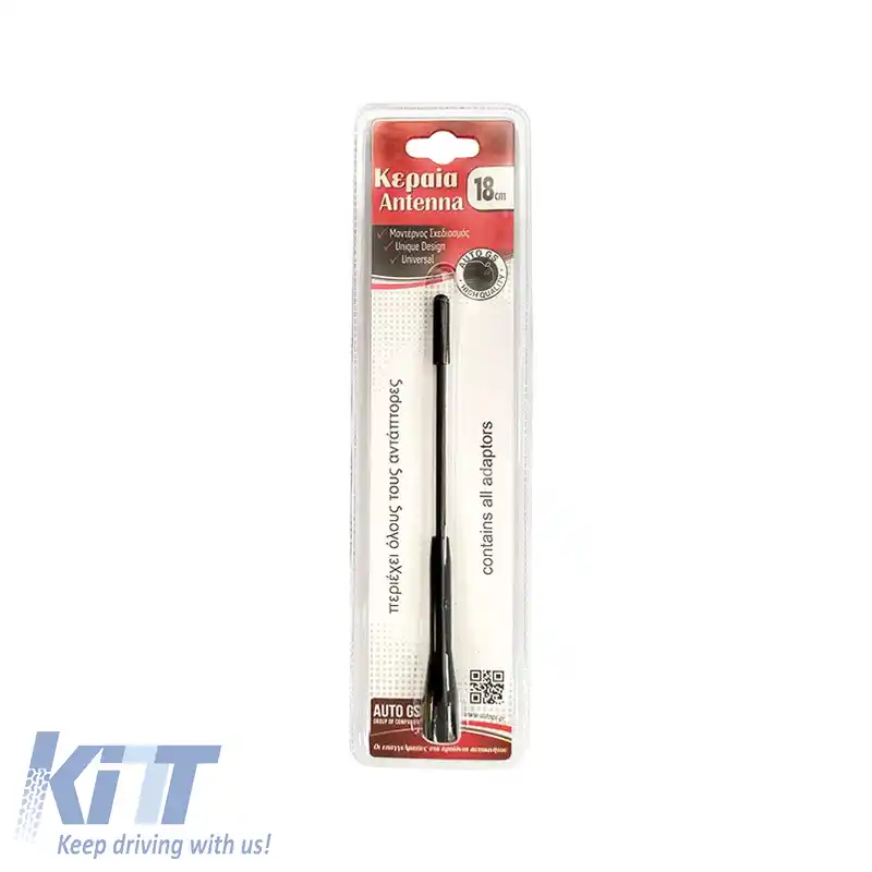 Antena de acoperiș auto universală mare de 18cm neagră cu adaptoare-image-6301160