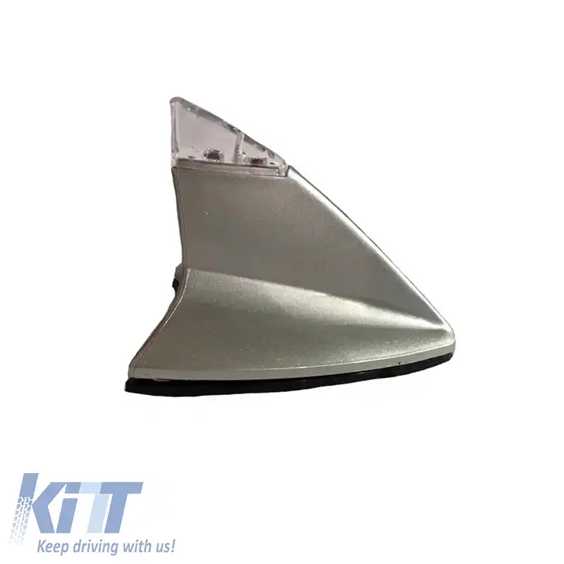 Antena de acoperiș auto universală tip rechin decorativă iluminată argintie-image-6301393