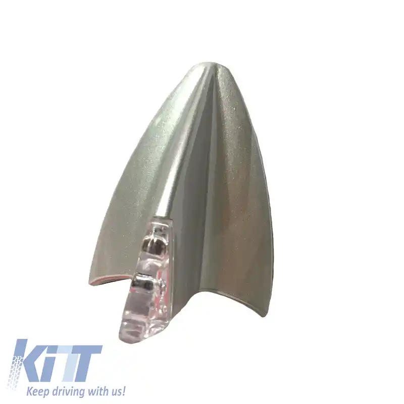 Antena de acoperiș auto universală tip rechin decorativă iluminată argintie-image-6301395