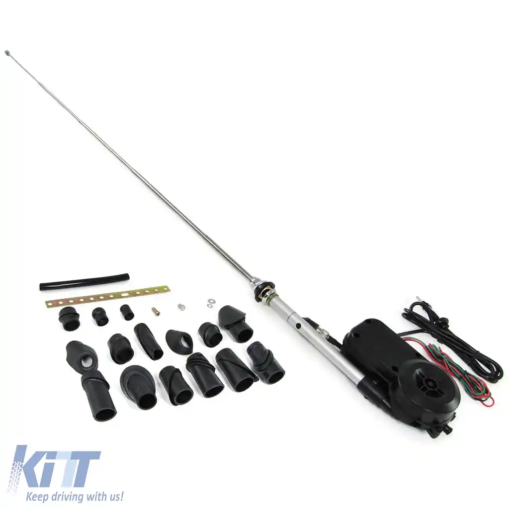 Antena electrică retractabilă automată cromată pentru vehicul auto universal 12V-image-6196557