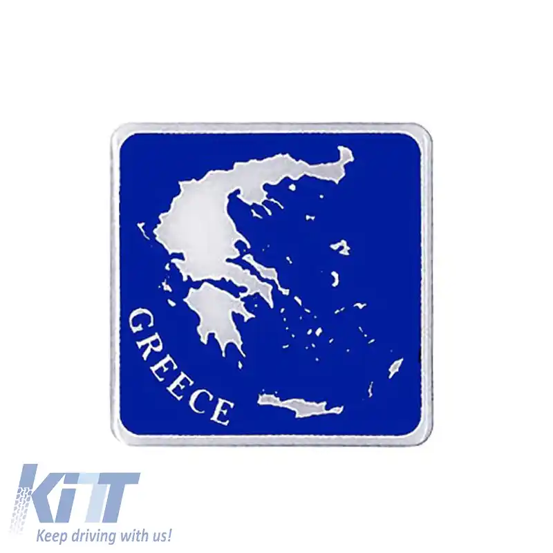 Autocolant Marcă Hartă Grecească ''GRECIA'' 7.8cm x 7.8cm Cu Acoperire de Email 1 Bucată 20027